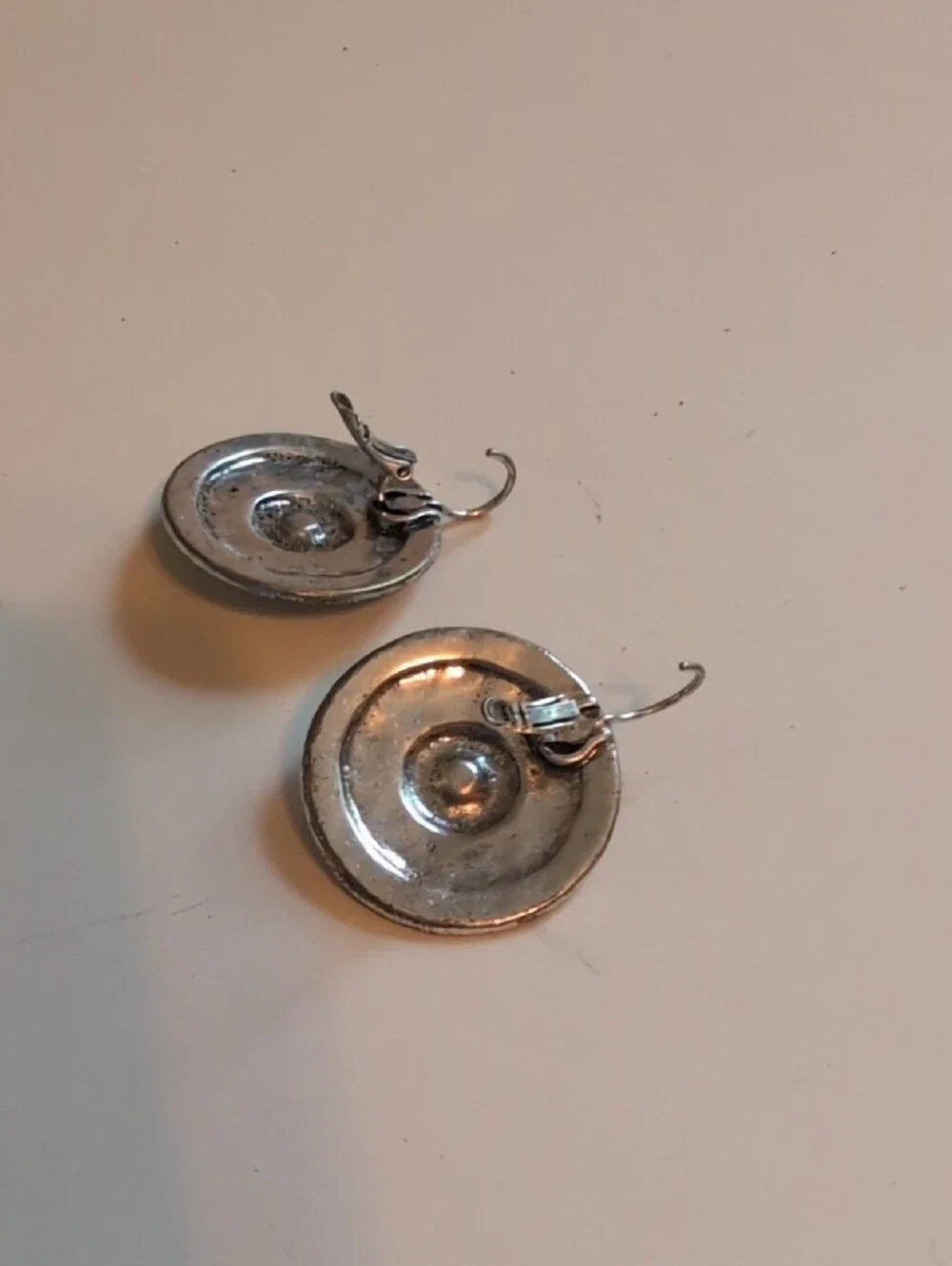 Silver-Tone Floral Medallion Drop Earrings